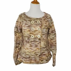 Anthropologie Sleeping on Snow Wool Double Breasted Sweater Neutrals Medium